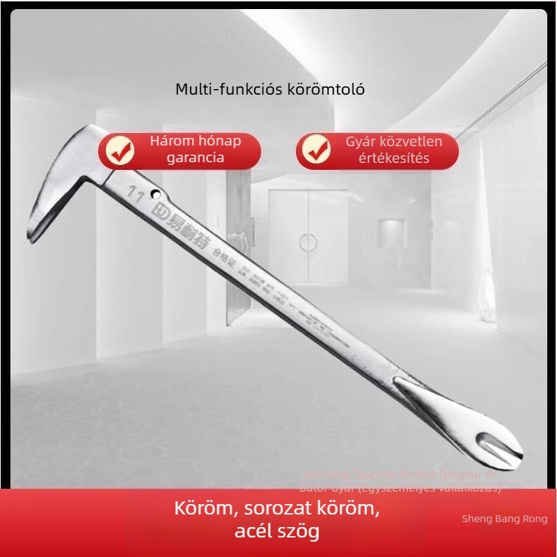 Hexagonális széntartalmú acélból készült szögkihúzó és többfunkciós eszköz kalapáccsal