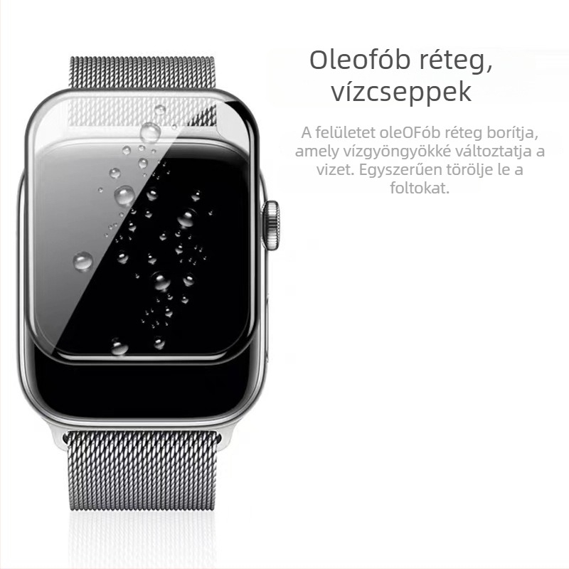 Apple Watch védőfólia, PMMA-kompozit, 3D hőhajlított felület, teljes ragasztó puha fólia
