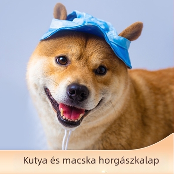 Macska napvédő sapka - graffiti mintás vászon, Aite Pet, állítható zsinórral, négy évszakos viselet