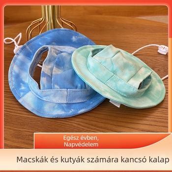 Állatbarát sapka kutyáknak és macskáknak, vászon anyag, graffiti minta, tie-dye feldolgozás, sima szövés, négy évszakos laza stílus
