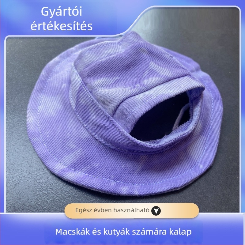 Állatbarát sapka kutyáknak és macskáknak, vászon anyag, graffiti minta, tie-dye feldolgozás, sima szövés, négy évszakos laza stílus