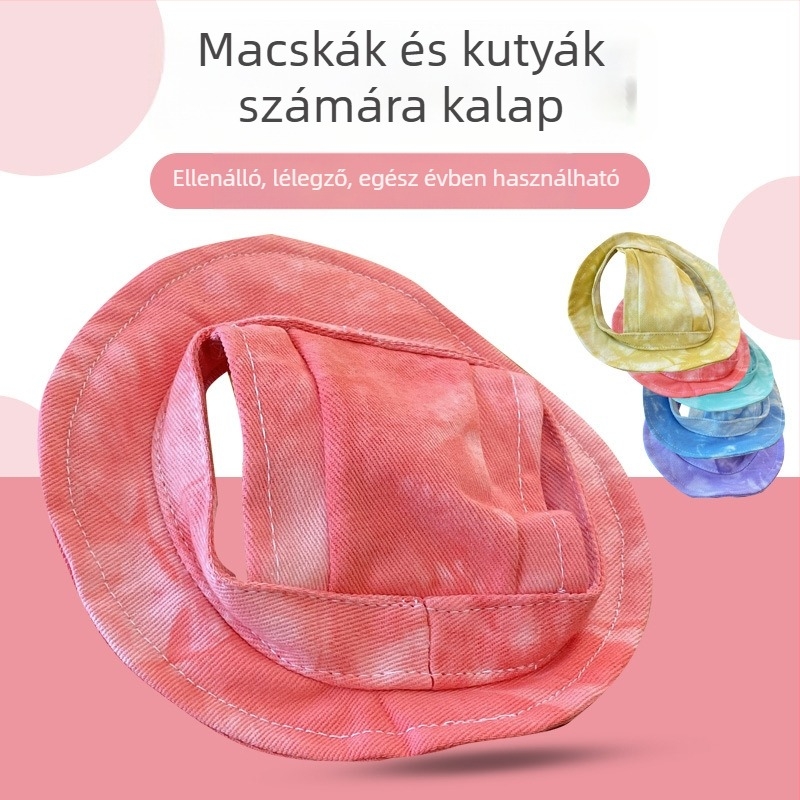 Állatbarát sapka kutyáknak és macskáknak, vászon anyag, graffiti minta, tie-dye feldolgozás, sima szövés, négy évszakos laza stílus