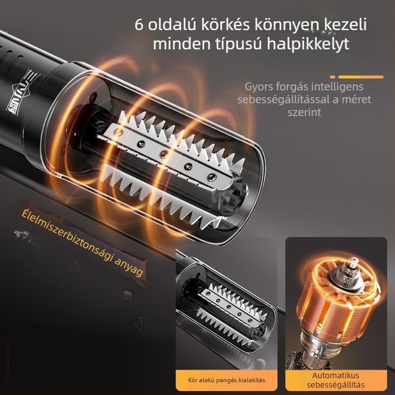 Elektromos hal pikkely eltávolító gép – teljesen automata, professzionális, kereskedelmi halfeldolgozásra, 304 rozsdamentes acélból