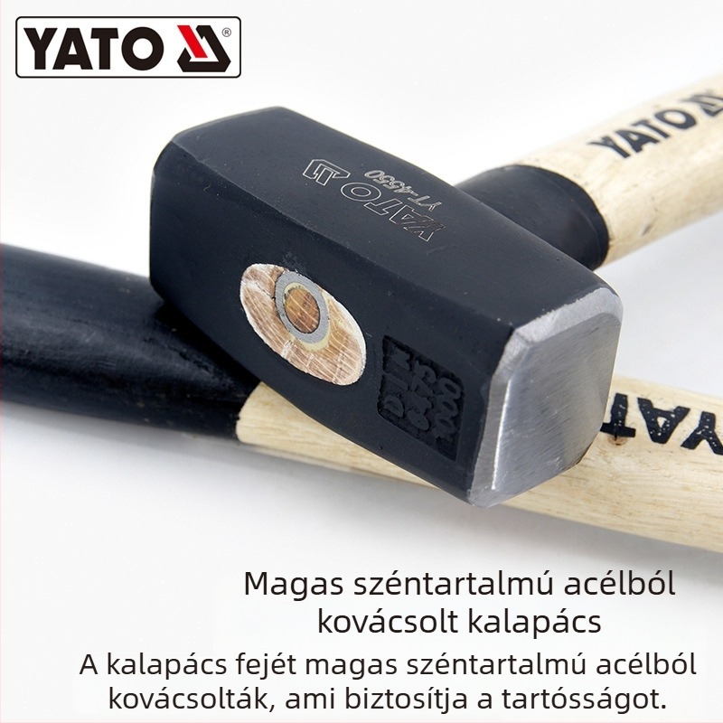 Yato Biztonságos Téglaépítő Kalapács – Nehéz Törőkalapács Fa Nyéllel, Feje Magas Széntartalmú Acélból, Négyzetes Fej, Robusztus Robbanás- és Ütésszilárd