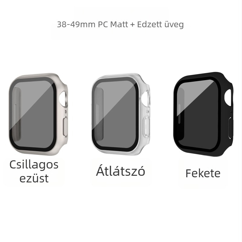 Apple Watch védőtok anti-peep védővel és integrált edzett üveg kijelzővédővel, Series 9-hez, kompatibil Series 8