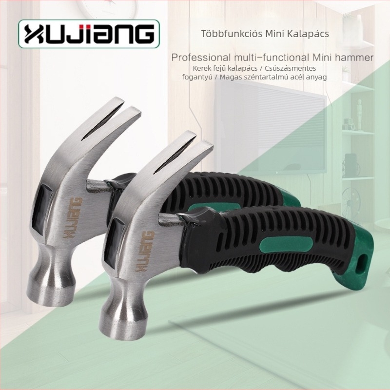 Xujiang mini karmás kalapács – többfunkciós szerszám 45# acél fejjel és ragasztóbevonatú nyéllel