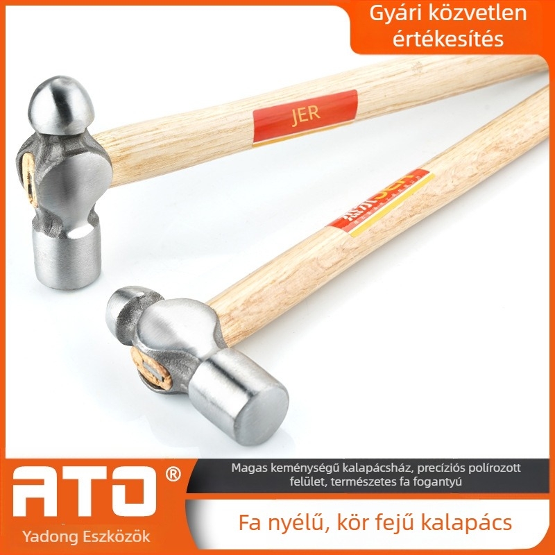 Kerek fejű kalapács, magas széntartalmú acél fej; ütésálló; súly 0,32 kg; építésre, munkahelyre, háztartásra és vészhelyzetekre.