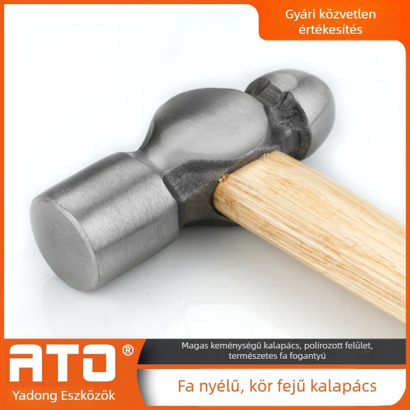 Kerek fejű kalapács, magas széntartalmú acél fej; ütésálló; súly 0,32 kg; építésre, munkahelyre, háztartásra és vészhelyzetekre.