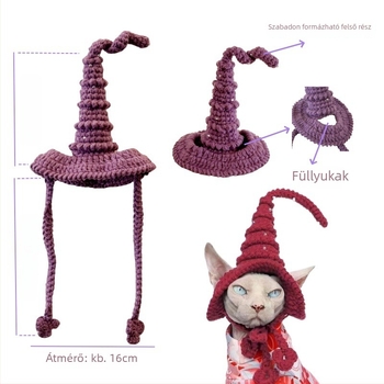 Állatfejfedő – kézzel horgolt gyapjúból, monokróm minta, fotórekvizit Halloweenre
