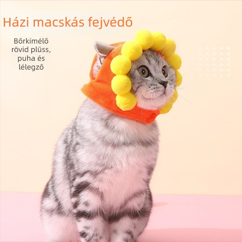 Háziállat‑sapka karikatúra mintával, pamut-poliészter Twill anyag, kézzel rajzolt dizájn, univerzális illeszkedés
