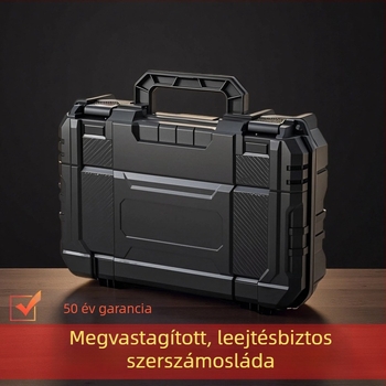 Megvastagított műanyag szerszámosláda, többfunkciós, hordozható, nagy kapacitású, otthoni villanyszereléshez és szerszámok tárolásához