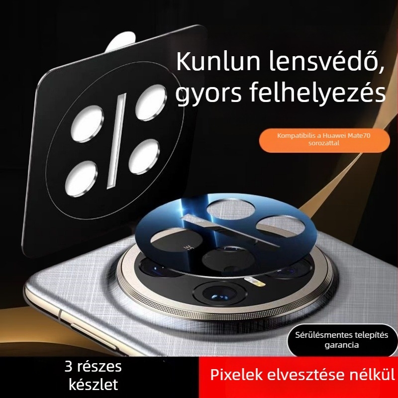 Huawei Mate 70 Pro hátlapi lencse védő - Edzett üveg, Objektív fólia, Ujjlenyomat-mentes, Teljes lefedettség