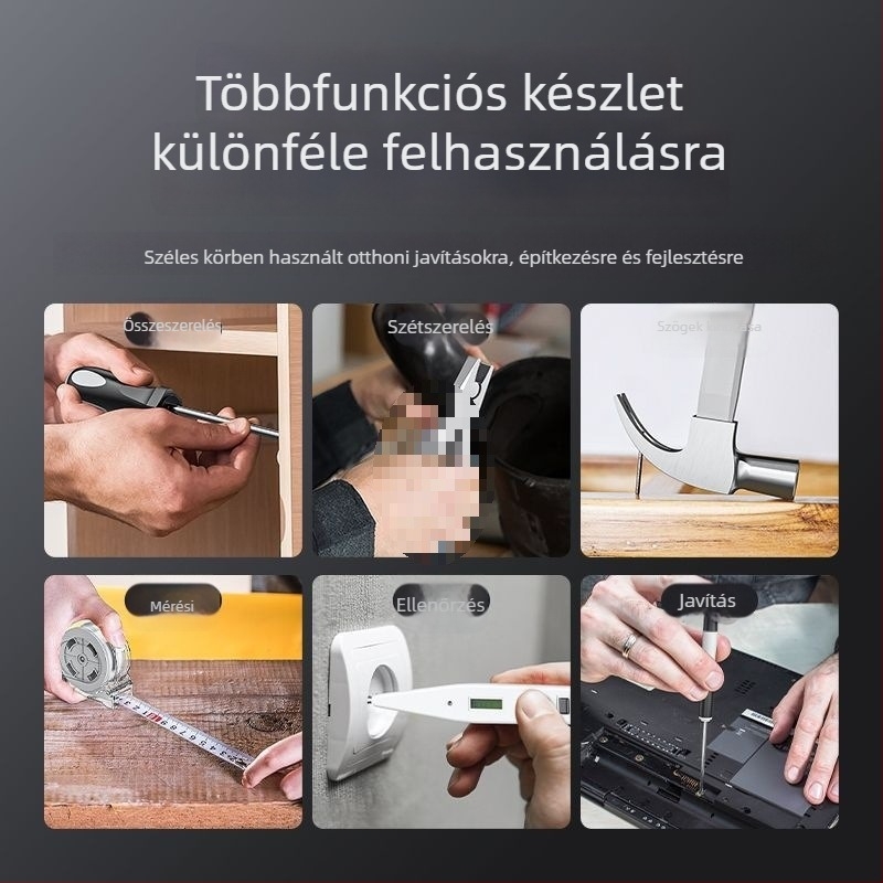 Szerszámkészlet dobozban – Otthoni multifunkcionális javító készlet, szétszerelési eszközök, 81–100 darab
