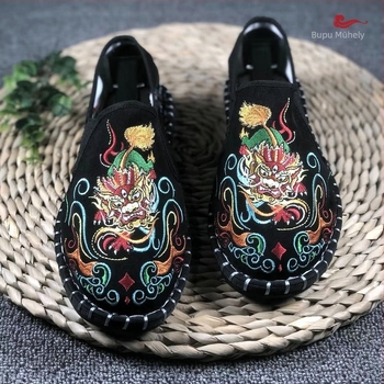 Férfi vászoncipő Old Beijing, kerek orr, pamut felsőrész, pamut bélés, tehénszálból készült talp, alacsony felső rész