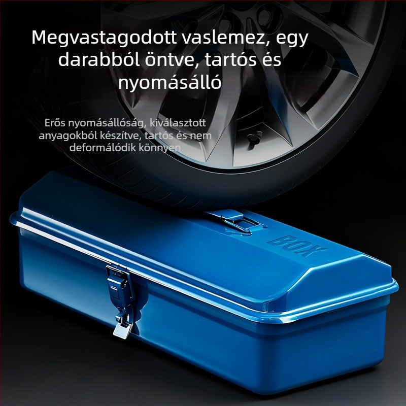 Fém szerszámtároló doboz flip-top fedéllel, ipari minőségű, vastagított vasból, háztartási használatra