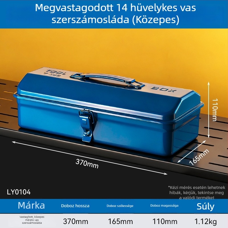 Fém szerszámtároló doboz flip-top fedéllel, ipari minőségű, vastagított vasból, háztartási használatra