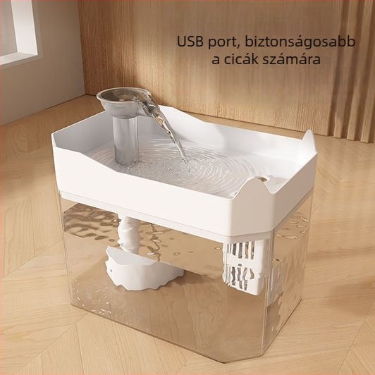 Macska vízforrás USB – automatikus keringés, levehető kialakítás, macska ivóedény, alkalmazás nélküli