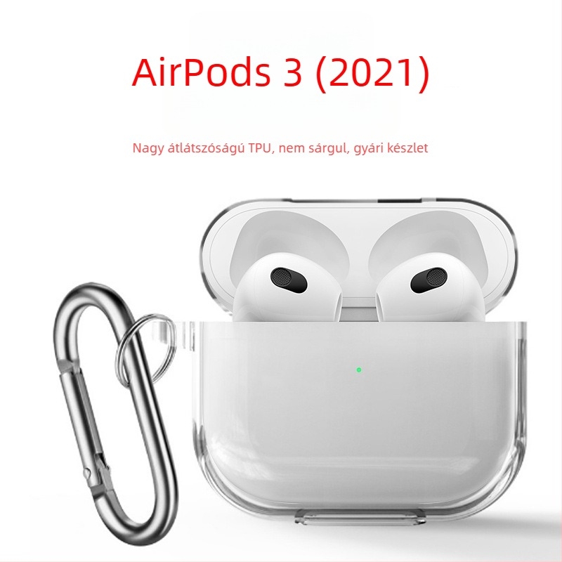 Átlátszó TPU védőtok AirPods 3 és AirPods Pro számára, átlátszó borítás Apple Bluetooth fülhallgatókhoz
