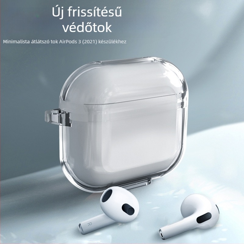 Átlátszó TPU védőtok AirPods 3 és AirPods Pro számára, átlátszó borítás Apple Bluetooth fülhallgatókhoz
