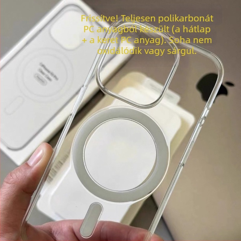Átlátszó mágneses tok iPhone 17 Pro-hoz, kompatibil az iPhone 16-tal, három darabos készlet, nem sárguló, ütésálló védelem