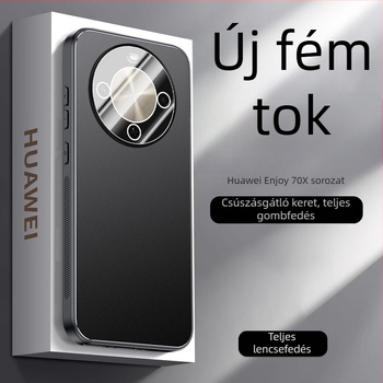 Huawei Enjoy 70X-hez készült fém tok matt felülettel, hőelvezetés, teljes védelem a kamerának és a lencsének