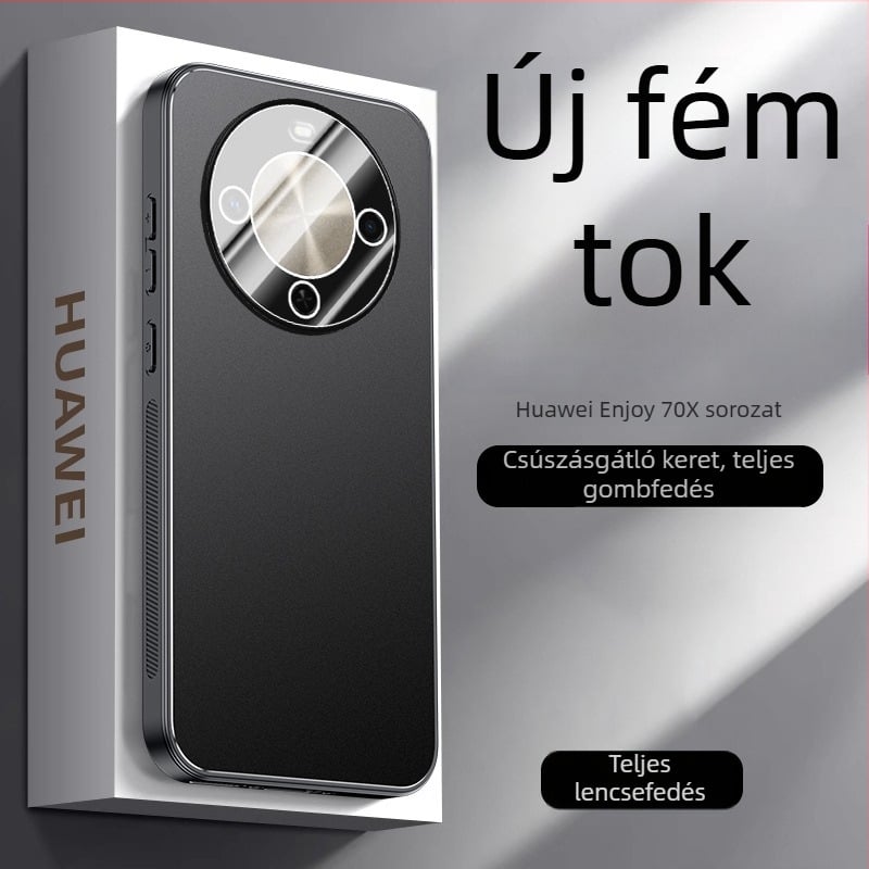 Huawei Enjoy 70X-hez készült fém tok matt felülettel, hőelvezetés, teljes védelem a kamerának és a lencsének