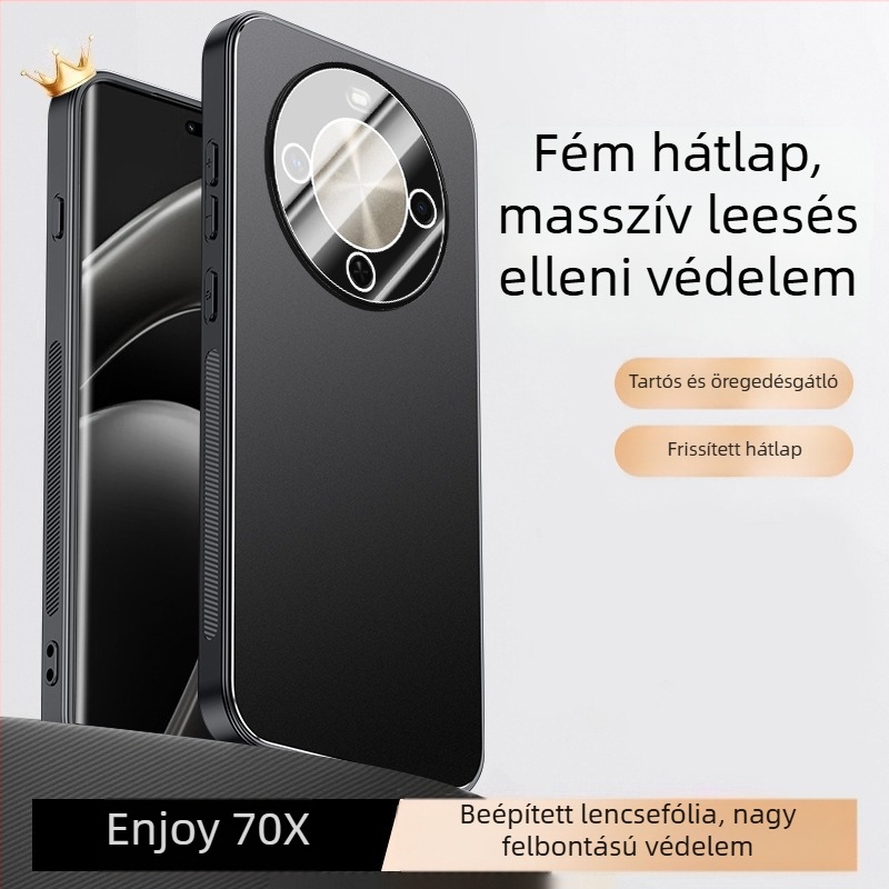 Huawei Enjoy 70X-hez készült fém tok matt felülettel, hőelvezetés, teljes védelem a kamerának és a lencsének