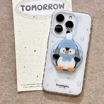 Pingvint ábrázoló mágneses tartó iPhone-hoz tintával