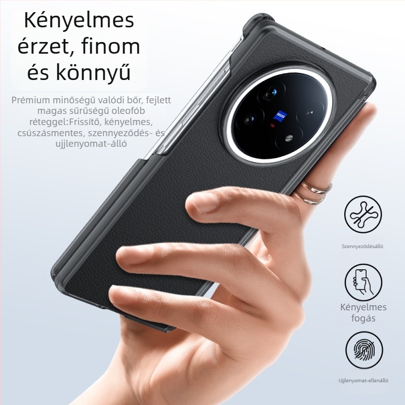 Vivo X Fold5 hátlapi tok mágneses központi tengelyű, dupla csuklós, műbőr, ütésálló, anti-ujjlenyomat