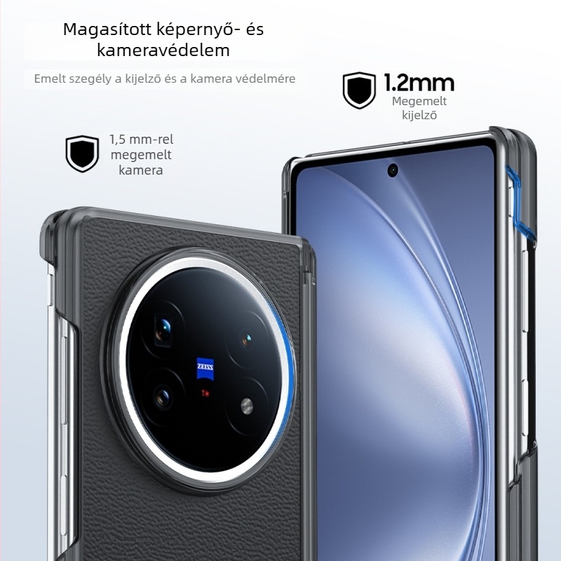 Vivo X Fold5 hátlapi tok mágneses központi tengelyű, dupla csuklós, műbőr, ütésálló, anti-ujjlenyomat