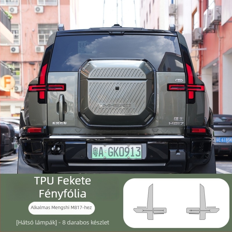 TPU védőfólia világításra Warrior M817 – zászló mintázat, ragasztóval történő felhelyezés, az első részre