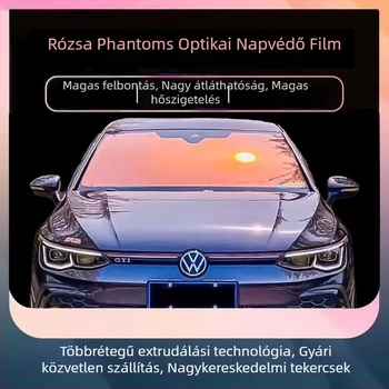 Autóablakokra szoláris fólia, PET optikai minőségű alappal, 60-80%-os átlátszatosság, 99% UV-védelem, 99% hőszigetelés