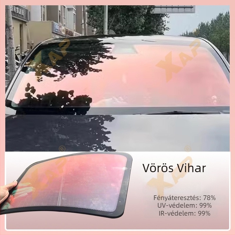 Autóablakokra szoláris fólia, PET optikai minőségű alappal, 60-80%-os átlátszatosság, 99% UV-védelem, 99% hőszigetelés