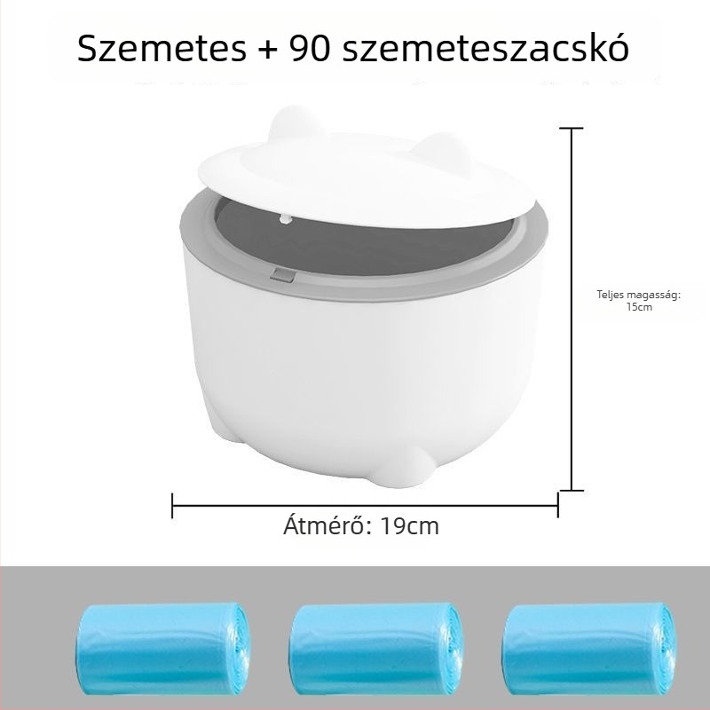 Macskaürülékes kuka fedővel, kör alakú PVC anyagból, zárt macska toalett