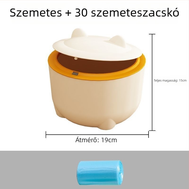 Macskaürülékes kuka fedővel, kör alakú PVC anyagból, zárt macska toalett