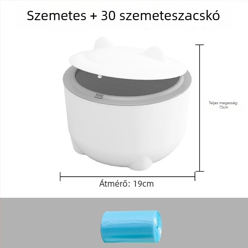 Macskaürülékes kuka fedővel, kör alakú PVC anyagból, zárt macska toalett