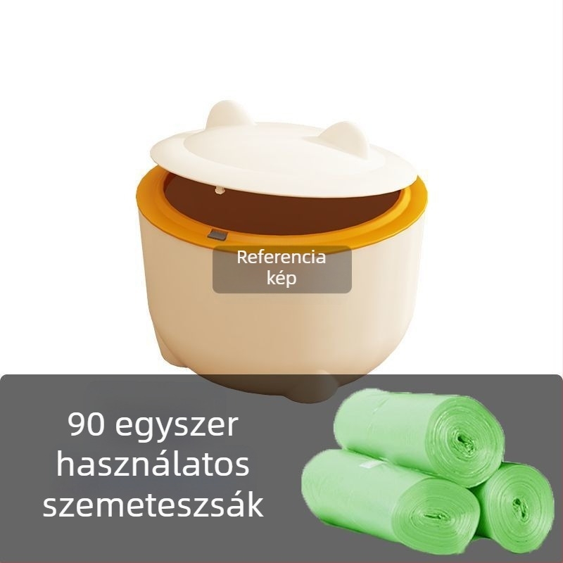 Macskaürülékes kuka fedővel, kör alakú PVC anyagból, zárt macska toalett