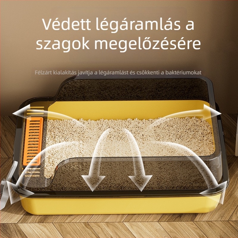 Nagy zárt macskaalom-tálca légáramlással, teljesen automata és csöpögés elleni védelemmel