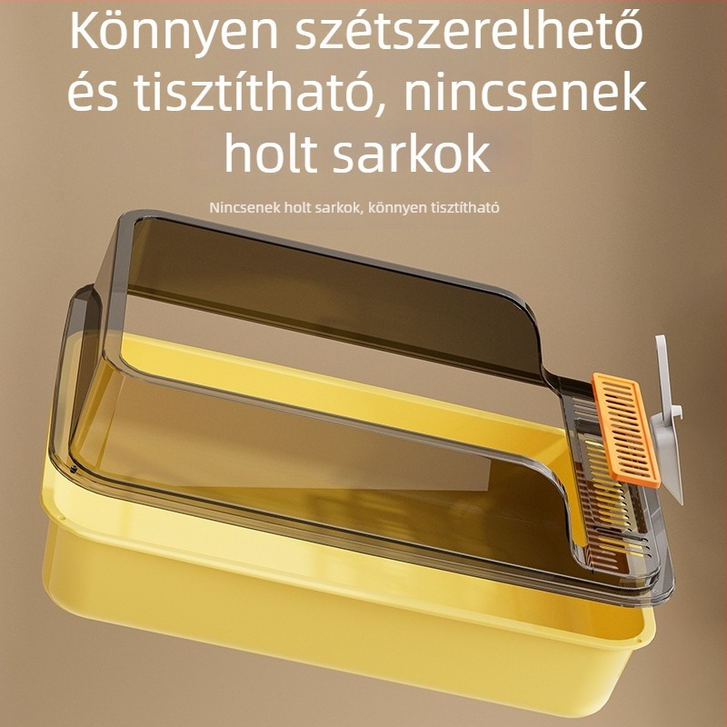 Nagy zárt macskaalom-tálca légáramlással, teljesen automata és csöpögés elleni védelemmel