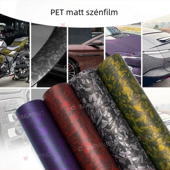 Autó színváltó fólia szénszálas hatással, matt felület, PVC, Cheshjong márka, 3 éves garancia