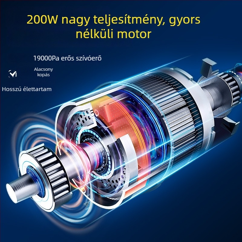 Kézi, vezeték nélküli autó‑szívó, 7.4V, 80W, 9000Pa, újratölthető
