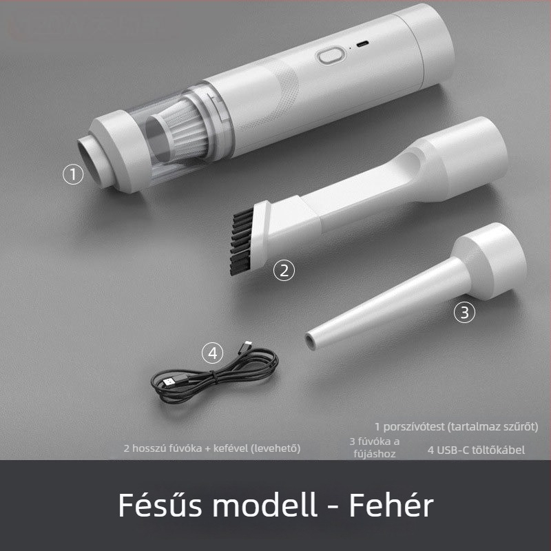 Kézi, vezeték nélküli autó‑szívó, 7.4V, 80W, 9000Pa, újratölthető