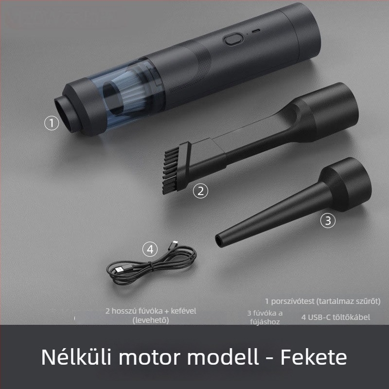 Kézi, vezeték nélküli autó‑szívó, 7.4V, 80W, 9000Pa, újratölthető