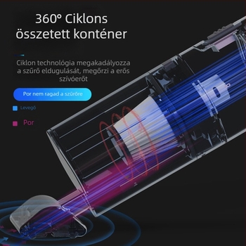 Hordozható autó porszívó, vezeték nélküli, 120W, 9000Pa szívóerő, sterilizálás és világítás