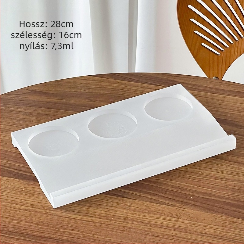 Új kínai stílusú teás- és italtálca, akril felső résszel és háromlyukú fa alapzattal