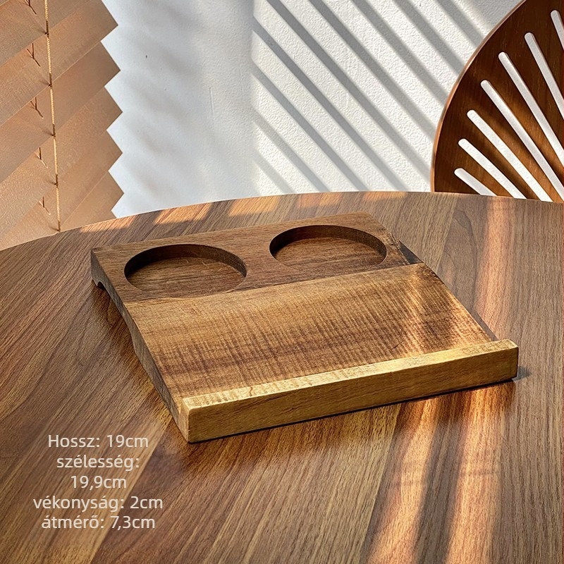 Új kínai stílusú teás- és italtálca, akril felső résszel és háromlyukú fa alapzattal