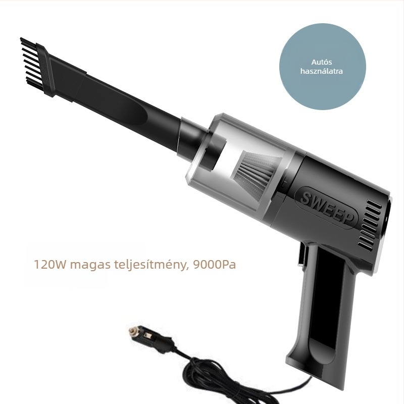 KLD hordozható autó porszívó, 12V, 120W, 2500 Pa szívóerő