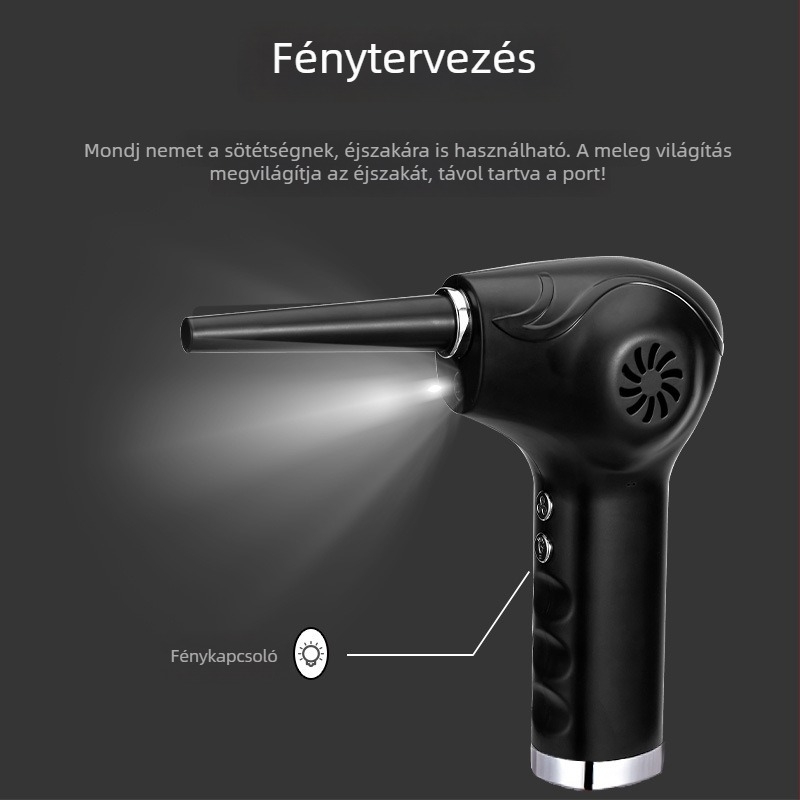Kézi, hordozható porgyűjtő porszívó, 12V, 65W, 16000Pa szívóerő, töltéses működés — kültéri, otthoni, iroda és autó használatra