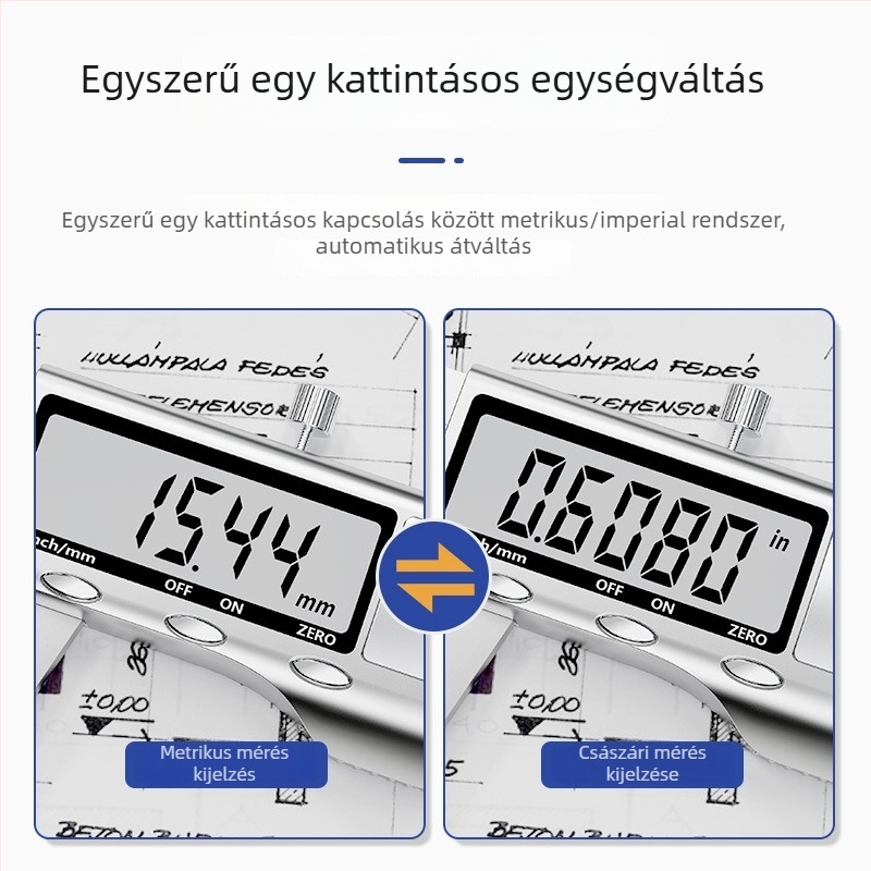 Digitális tolómérő elektronikus kijelzővel, rozsdamentes acélból, 0.01 mm pontosság, professzionális kivitel