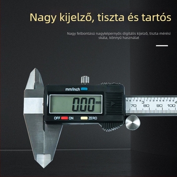 Rozsdamentes acélból készült digitális tolómérő, digitális kijelzővel, ipari precízió